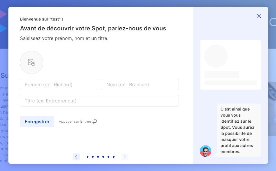 Etape 6 : Qui êtes vous ?
